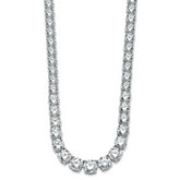 14k White Gold 72 3/8 carat Lab Grown Diamond VS/SI+ G+ Complete Round 20 inch Graduated Tennis Necklace